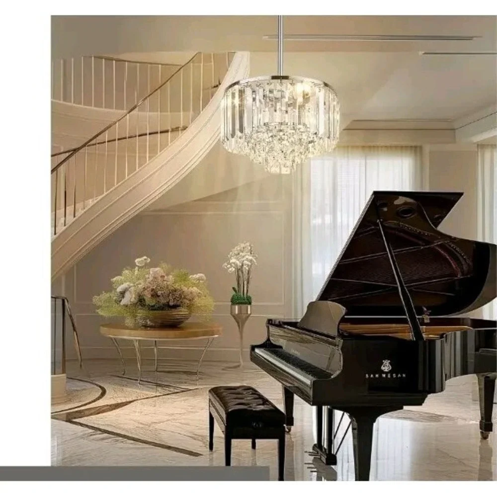 Cargifak Crystal Chandelier, 4-Tier Modern Chandelier with Polished Chrome Fi...